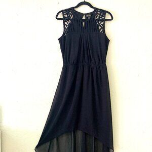 Thalia Sodi Black Keyhole/Lattice Detail High-Lo Dress (M)